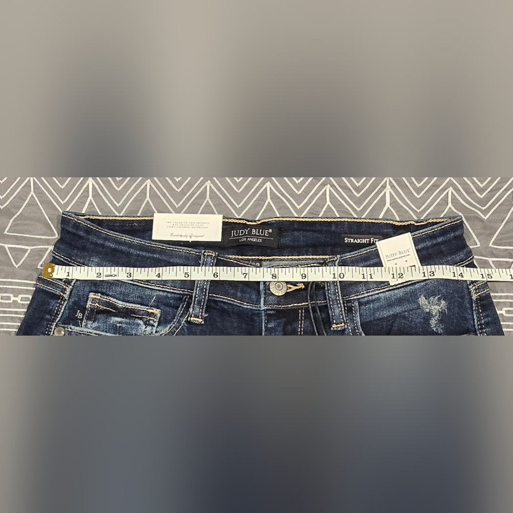 Judy Blue Midrise Straight Leg Distressed Jeans Size 7/28 - Picture 7 of 8